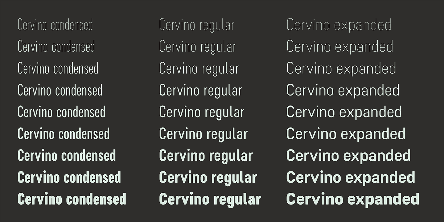 Ejemplo de fuente Cervino Expanded Medium Expanded Italic